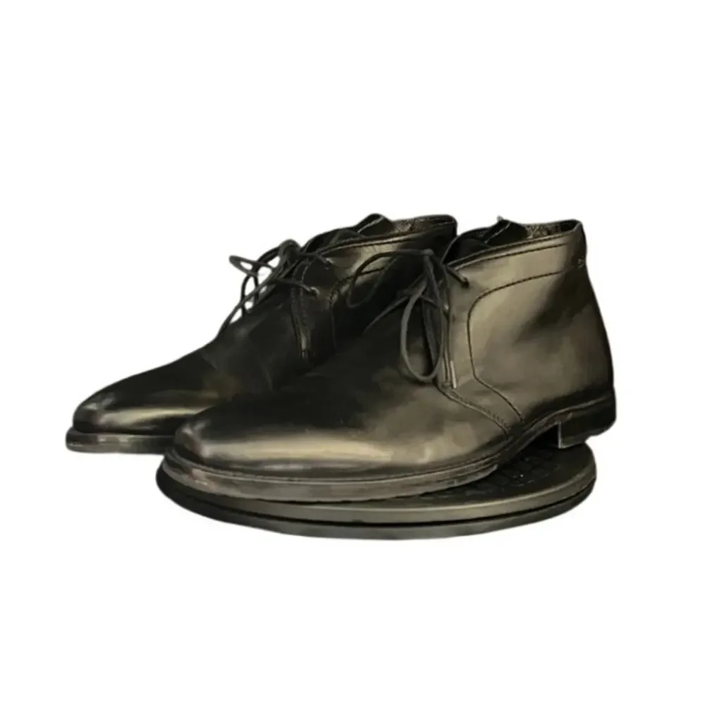 HUGO BOSS Chukka Black Leather Lace Up Desert Boots Men's US 8.5
